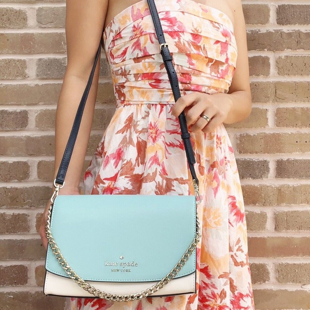Kate Spade Convertible Crossbody Poolside Blue White - Picture 5 of 7